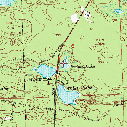 Topographic Map of Brown Lake, MI