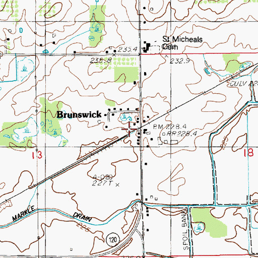 Topographic Map of Brunswick, MI