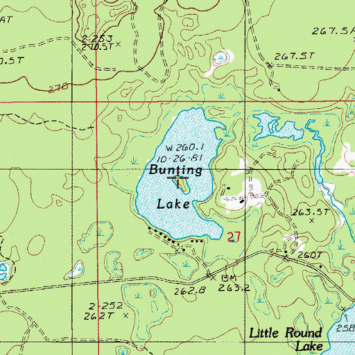 Topographic Map of Bunting Lake, MI