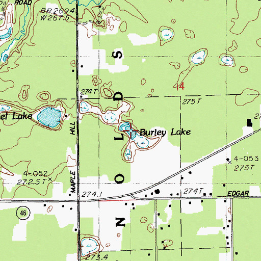 Topographic Map of Burley Lake, MI