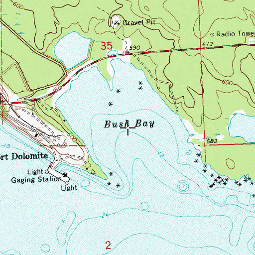 Topographic Map of Bush Bay, MI