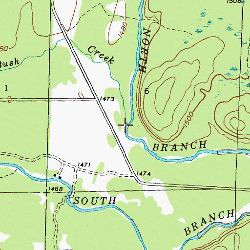 Topographic Map of Bush Creek, MI