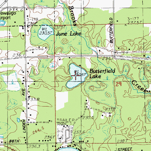 Topographic Map of Butterfield Lake, MI