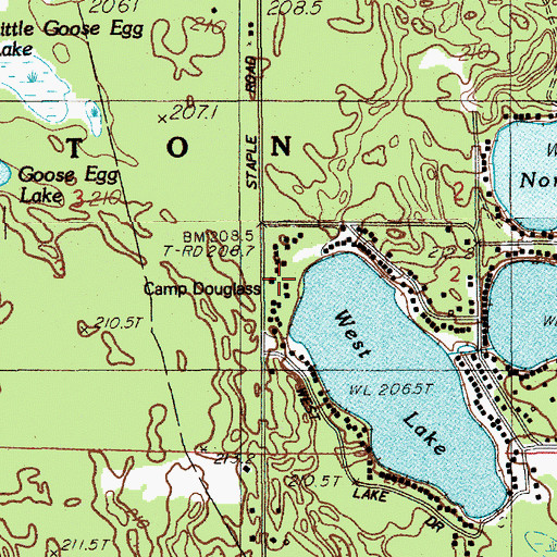 Topographic Map of Camp Douglass, MI