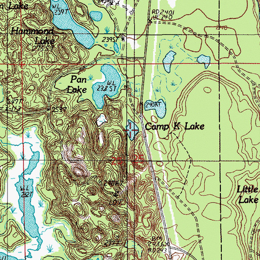 Topographic Map of Camp K Lake, MI