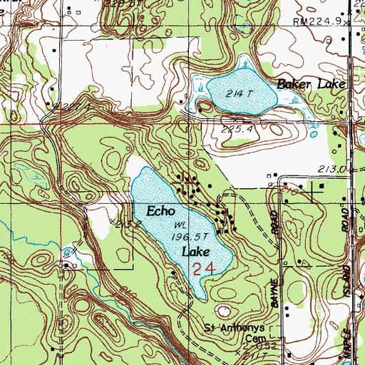 Topographic Map of Camp Pinewood, MI