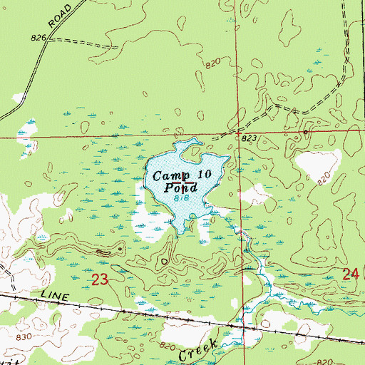 Topographic Map of Camp Ten Pond, MI
