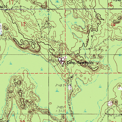 Topographic Map of Camp Twentysix, MI