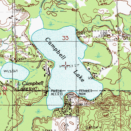 Topographic Map of Campbell Lake, MI