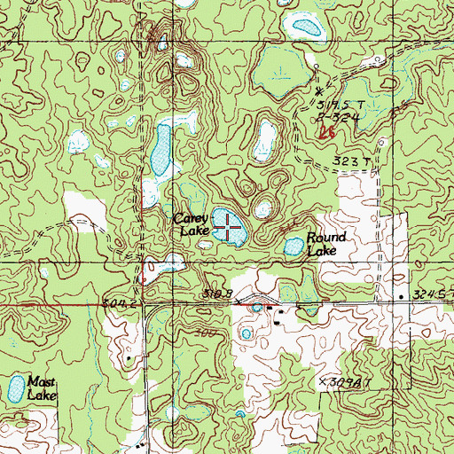Topographic Map of Carey Lake, MI