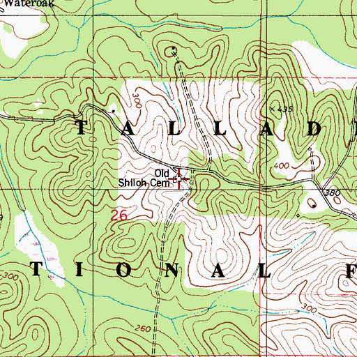 Topographic Map of Old Shiloh Cemetery, AL