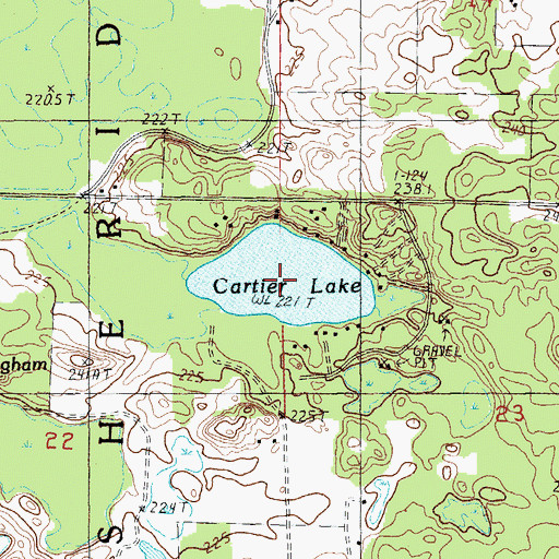 Topographic Map of Cartier Lake, MI