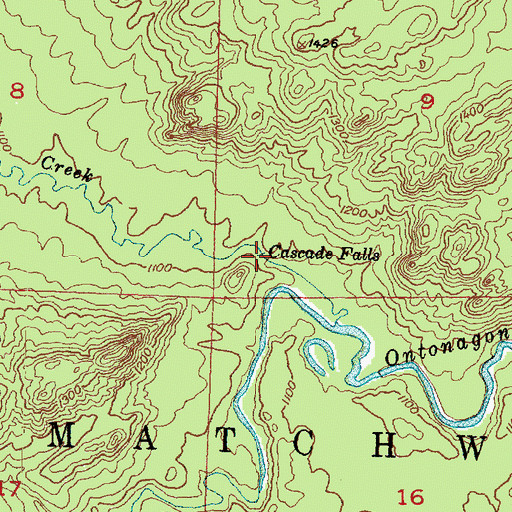 Topographic Map of Cascade Falls, MI