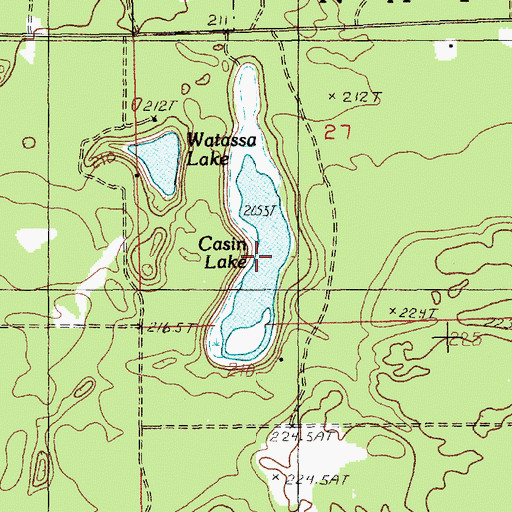 Topographic Map of Casin Lake, MI