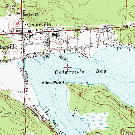 Topographic Map of Cedarville Bay, MI