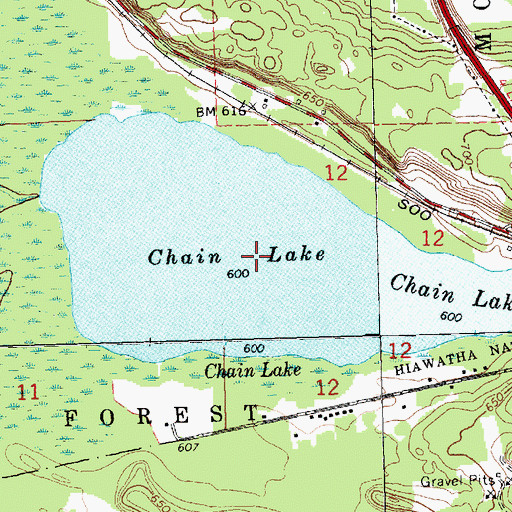 Topographic Map of Chain Lake, MI