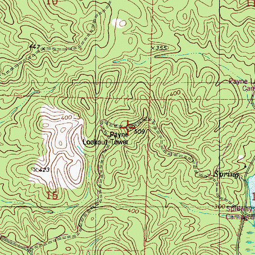 Topographic Map of Payne Lookout Tower, AL