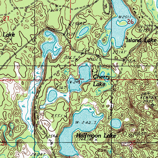 Topographic Map of Cherry Lake, MI