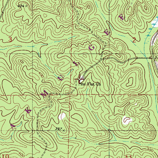 Topographic Map of Pine Flat Church, AL
