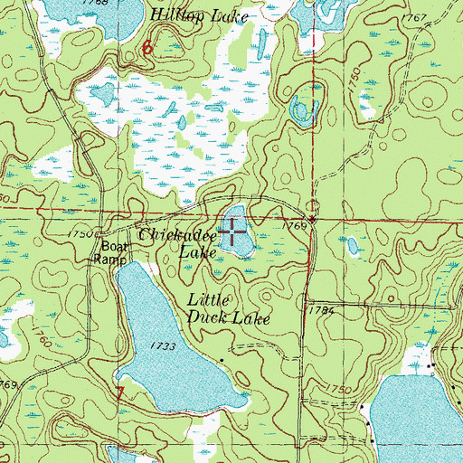 Topographic Map of Chickadee Lake, MI