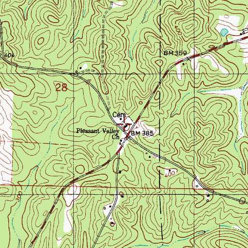 Topographic Map of Pleasant Valley Church, AL