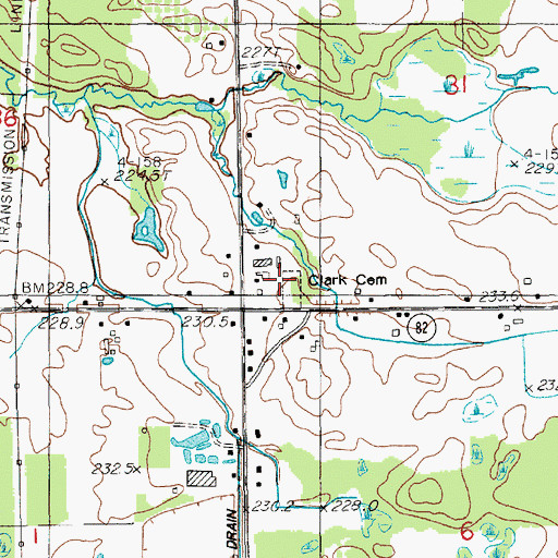 Topographic Map of Clark Cemetery, MI