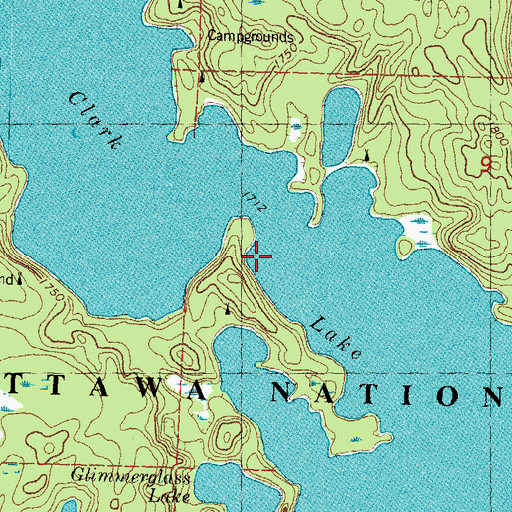 Topographic Map of Clark Lake, MI