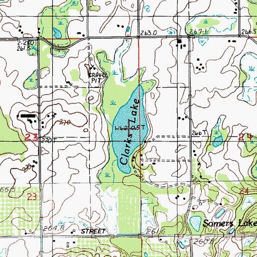 Topographic Map of Clarks Lake, MI