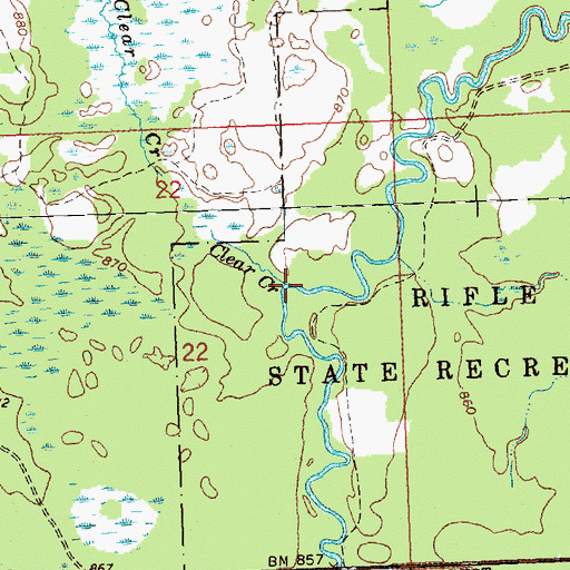 Topographic Map of Clear Creek, MI