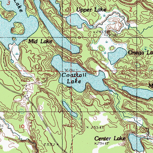 Topographic Map of Coattail Lake, MI