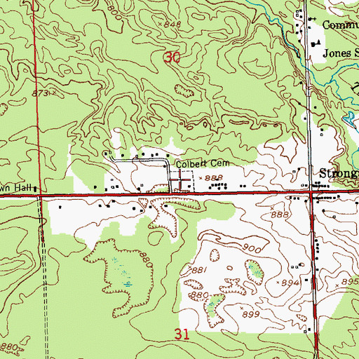 Topographic Map of Coburn Cemetery, MI