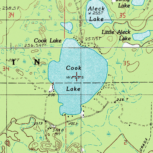 Topographic Map of Cook Lake, MI