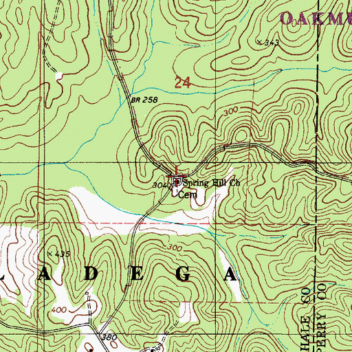 Topographic Map of Spring Hill Church, AL