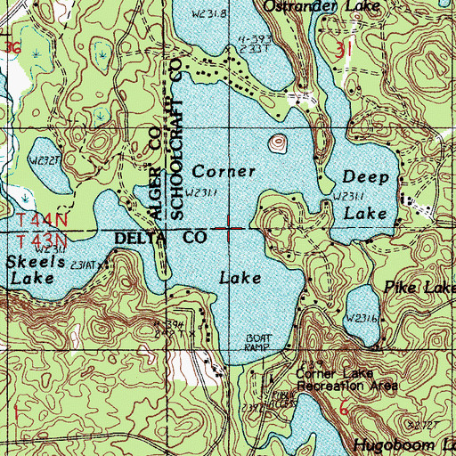 Topographic Map of Corner Lake, MI