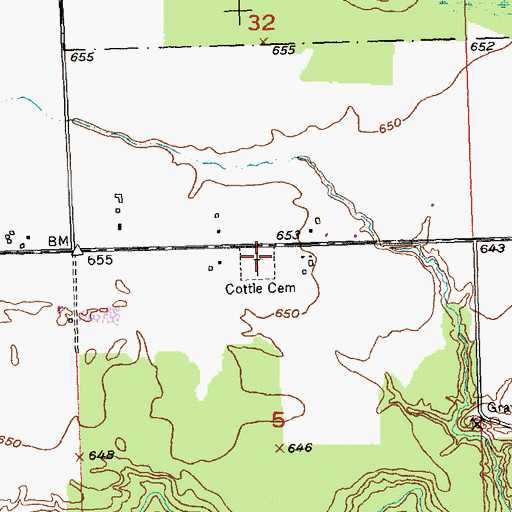 Topographic Map of Cottle Cemetery, MI