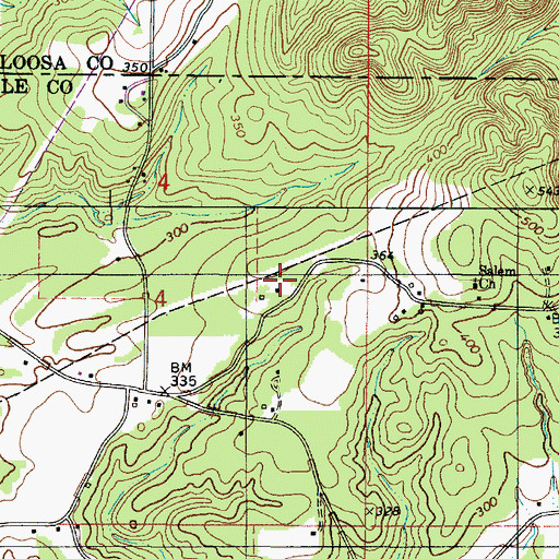 Topographic Map of Tubbs School (historical), AL