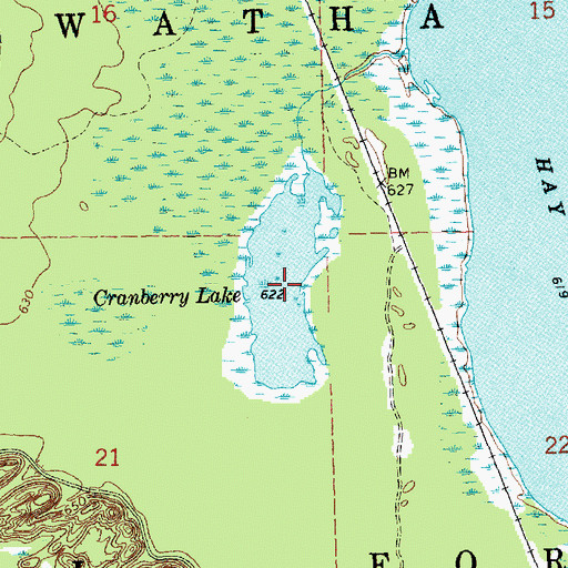 Topographic Map of Cranberry Lake, MI