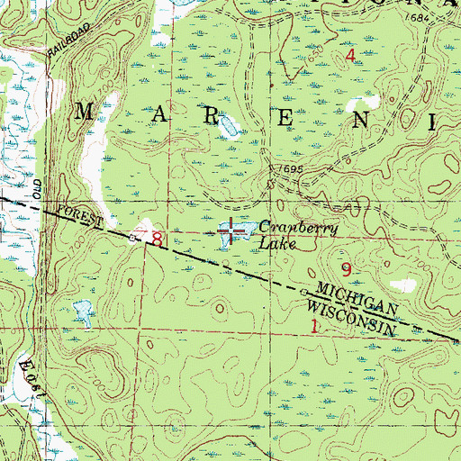Topographic Map of Cranberry Lake, MI