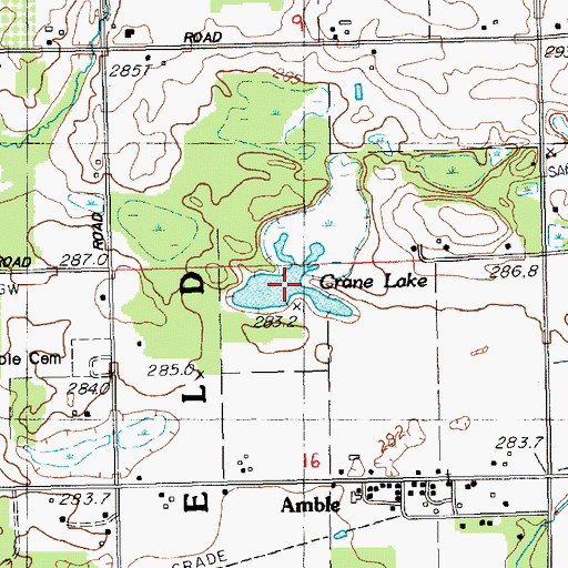 Topographic Map of Crane Lake, MI