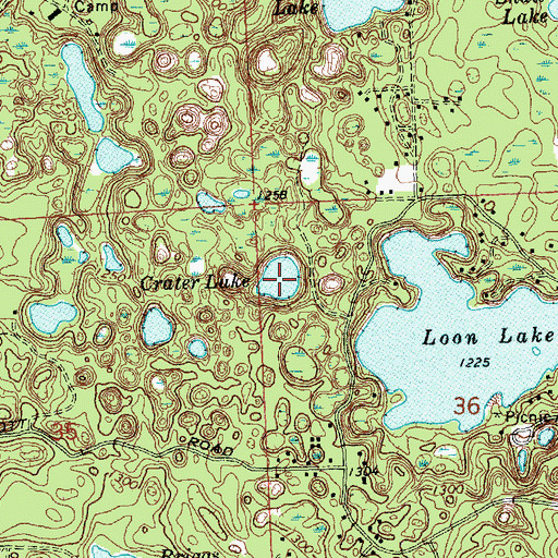 Topographic Map of Crater Lake, MI