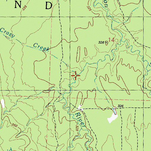 Topographic Map of Crazy Creek, MI
