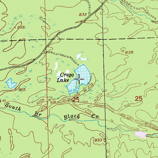 Topographic Map of Crego Lake, MI