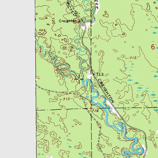 Topographic Map of Creighton River, MI