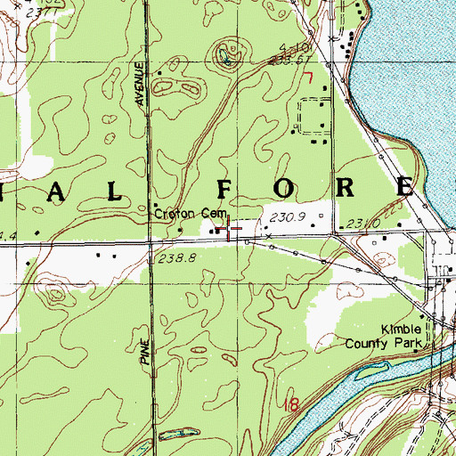 Topographic Map of Croton Cemetery, MI