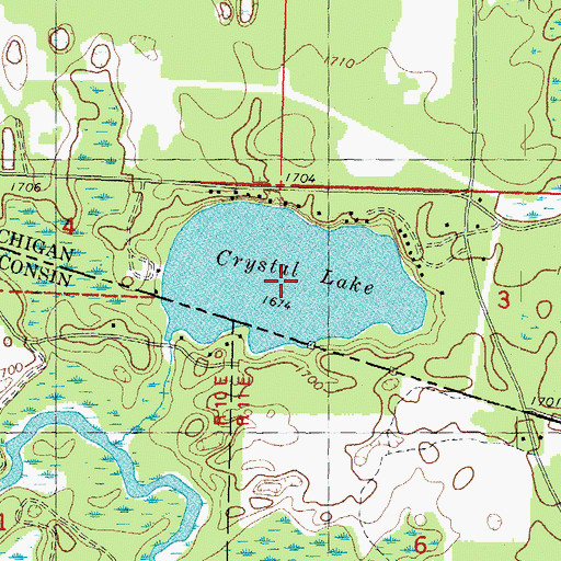 Topographic Map of Crystal Lake, MI