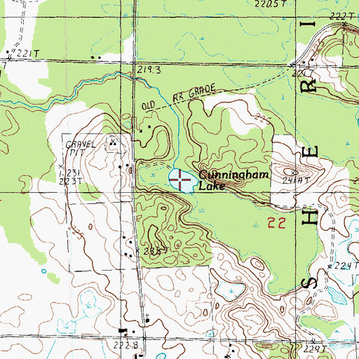 Topographic Map of Cunningham Lake, MI