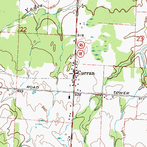 Topographic Map of Curran, MI