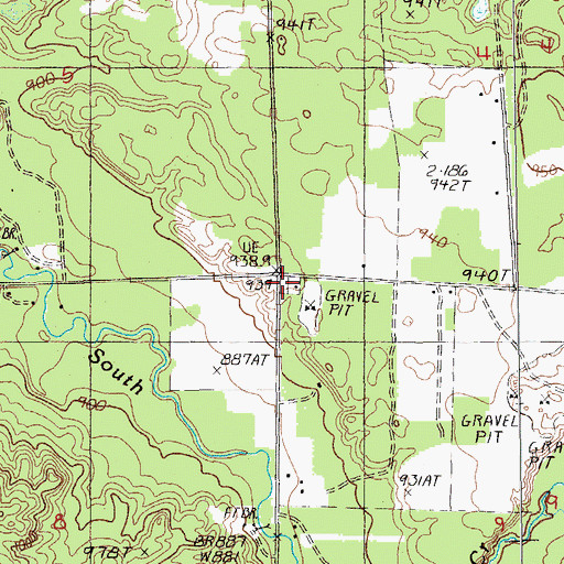 Topographic Map of Curtice Cemetery, MI