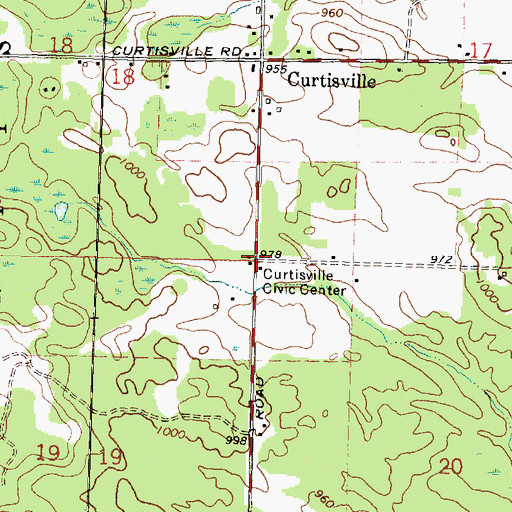 Topographic Map of Curtisville Civic Center, MI