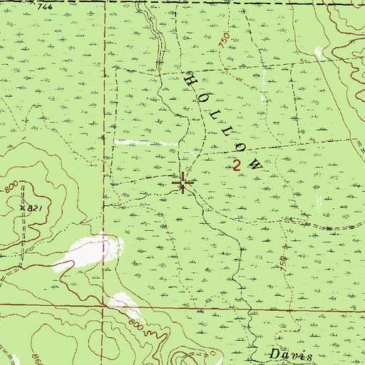 Topographic Map of Davis Creek, MI